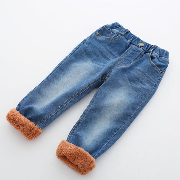 

trousers children boys winter thick denim pants baby boys casual good velvet warm jeans pants 1-5 years 230204, Blue
