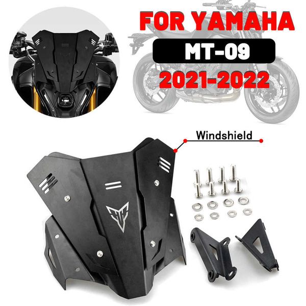 

motorcycle cnc aluminum front windscreen wind deflector windshield upper cover kit for yamaha mt-09 mt09 mt 09 2021 2022 0203