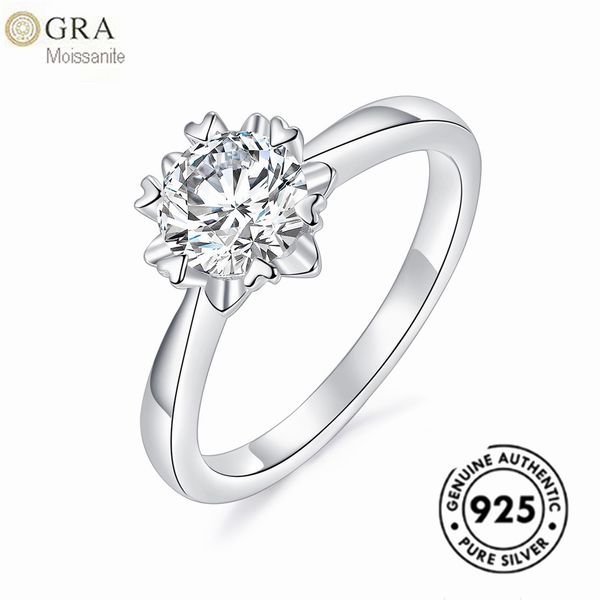 

silver ring 925 with moissanite diamond 0.5ct to 2ct heart wax factory direct sale sterling silver jewelry 1pc a lot, Slivery;golden