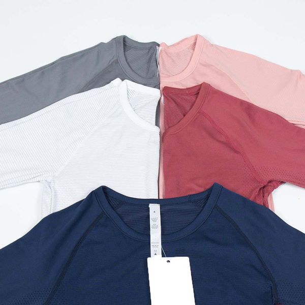 

wholesale yoga long sleeve shirt lu womens clothes sports running quick-drying swiftly tech fitness classic lady clothing high elastic tshir