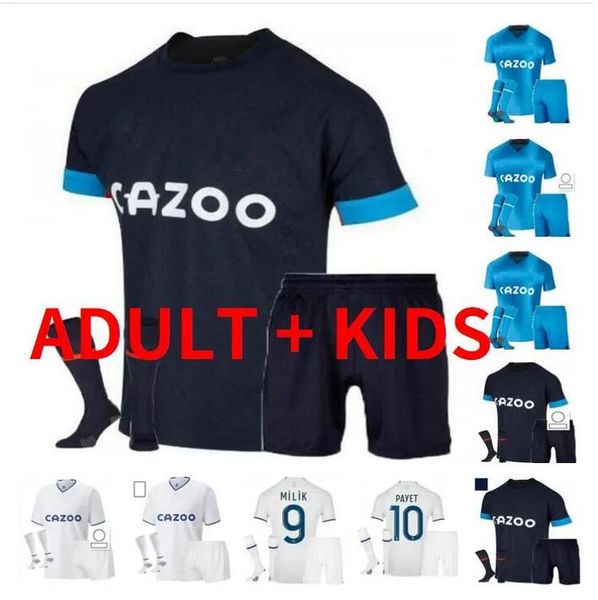 

22/23 olympique de marseilles alexis soccer jerseys 2022 2023 guendouzi gerson payet om under bakambu milik maillot shirt kamara kids kit fo, Black;yellow