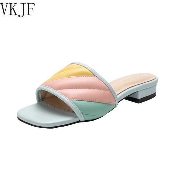 

slippers 2022 women slippers thick low heel ladies flat slides shoes woman mixed color female flip flops summer beach shoes g230206, Black
