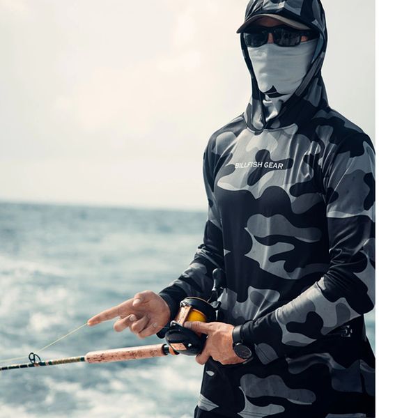

outdoor jackets hoodies billfish gear men fishing long sleeve hooded shirts blusas para pesca fishing performance apparel camisa de pesca uv, Blue;black
