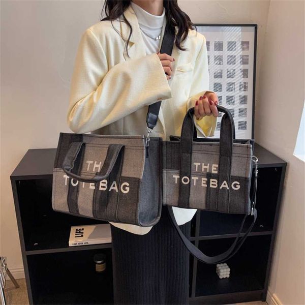 

60% off handbags online usa fashion style color contrast canvas tote bag versatile casual crossbody large capacity handbag