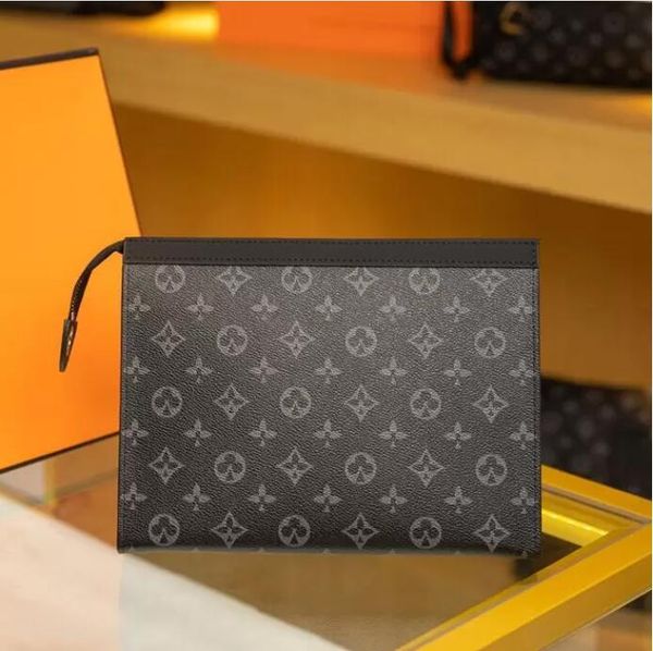 

2023 hand bag travel toiletry pouch 26cm protection makeup clutch men women leather waterproof cosmetic bags for womens with dustbag