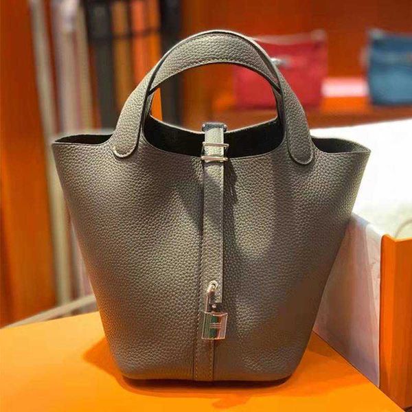 

designer herme bags for women h fully sewn 18/22cm vegetable basket togo cow leather litchi grain tc bucket po