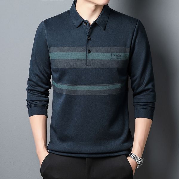 

mens polos longsleeved tshirt fashion casual thin section business office polo shirt 230207, White;black