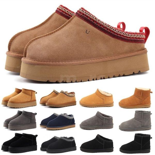 

australia women boot classic short ultra mini platform snow boots new tazz fur slippers designer tasman suede wool winter thick bottom jqvf, Black