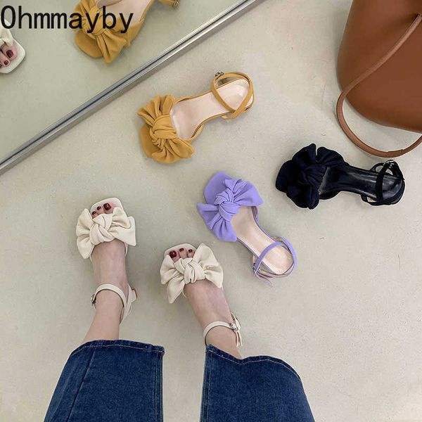 

sandals 2023 new bowtie sandals fashion women thick heel ladies ankle strap shoes party dress sandal summer mujer g230207, Black