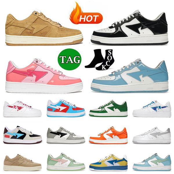 

sk8 sta designer running shoes mens women beige black white color camo combo pink abc camo blue green patent grey nostalgic yellow sneakers, White;red