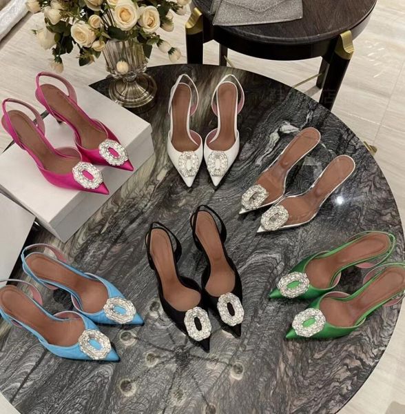 

luxury high-heeled sandal sheepskin lining womens fashion crystal button prong high heels shoes designer women wedding party sandals, Black