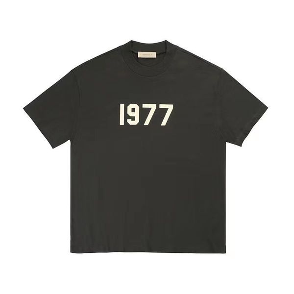 

ess 1977 cool shirts high street rich and noble short-sleeved fg flocked round-neck 100% cotton blockbuster t-shirt trendy men and women, White;black