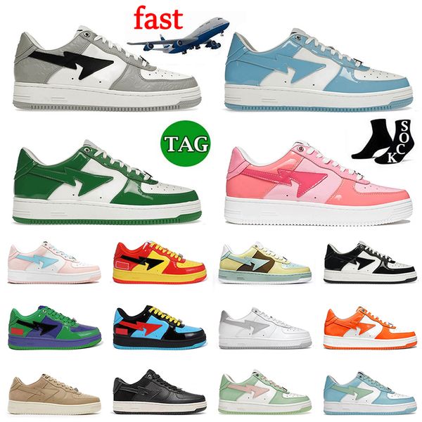 

2023 designer sk8 running shoes sta men women trainers grey black blue green patent pastel pink abc camo nostalgic yellow beige sneakers out, White;red
