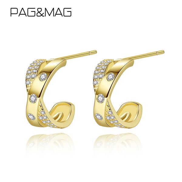 

hoop huggie trendy hoop earrings 925 sterling silver cubic zircon charms 14k gold plated women fashion earings luxury fine jewelry gift 2302, Golden;silver