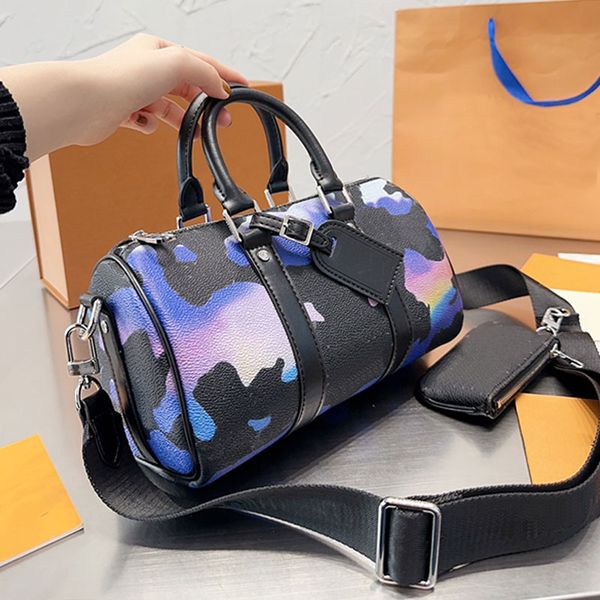 

keepall pillow bag women crossbody shoulder bags cowhide leather removable wide strap fashion letters zip pocket handbag purse