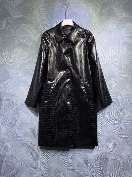 

2023 spring new jacket coat lapel one-breasted trench, Black;brown