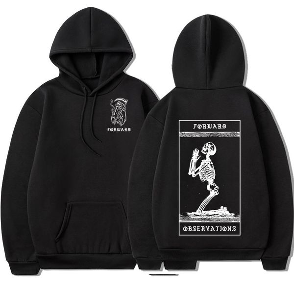 

men's hoodies sweatshirts praying skeleton forward observations group women's gbrs graphic punk vintage sweatshirt gothic clothes, Black