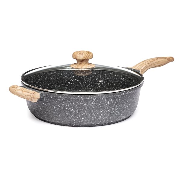 

prairie signature 6-quart cast aluminum jumbo saute pan charcoal speckle