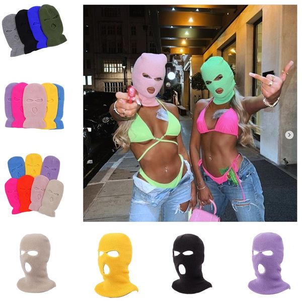 

fashion accessories 21 colors 3 hole mask beanie winter warm ski snowboard hat cap wear full face cover mask beanie 7-104, Silver