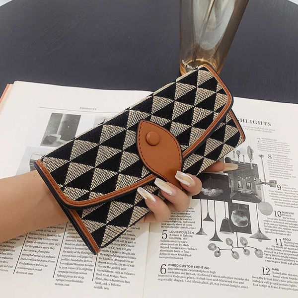 

wallets new women's three fold lattice buckle handbag multi slot fashion long change card bag wallet, Red;black