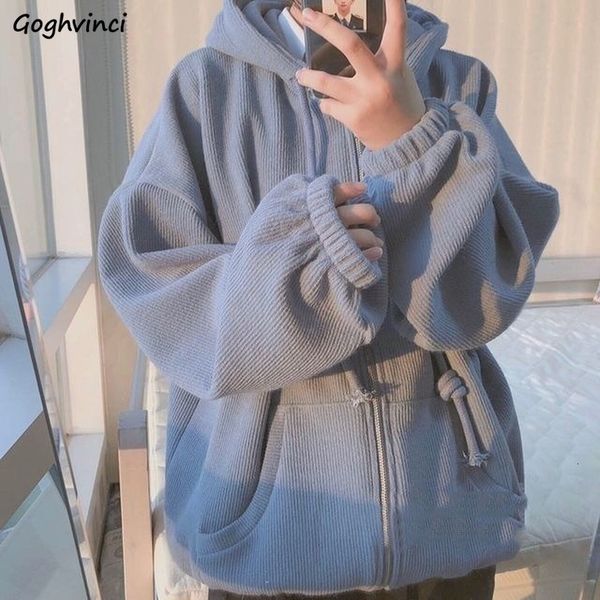 

womens hoodies sweatshirts women with hat hoodies solid loose zipup hooded sweatshirts young lady blue thickening winter warm fashion korean, Black