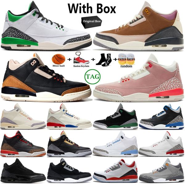 

with box jumpman 3 men women basketball shoes 3s winterized archaeo brow desert elephant lucky green rust pink black cat shady muslin mens t