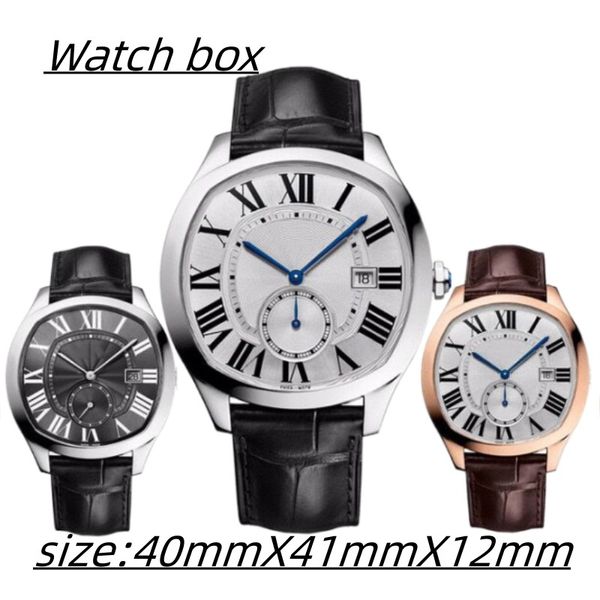 

men's watch dial working automatic mechanical movement 40mm automatic date completely leather vintage imported sapphire crystal swiss h, Slivery;brown