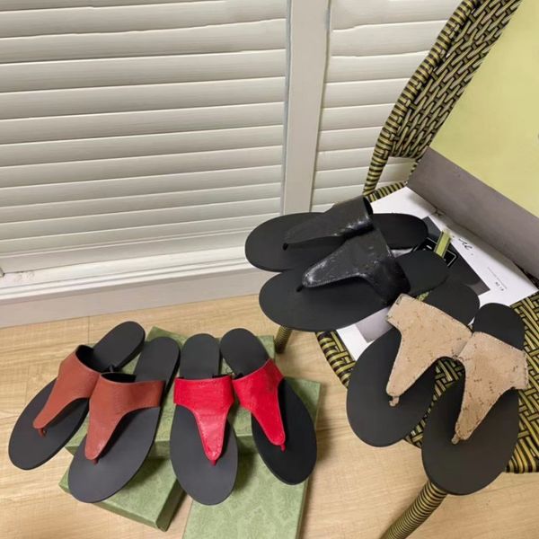 

luxury women slippers fashion leather flip flops metal letter buckle designer shoes flat heel open toe non slip summer beach print outdoor w, Black