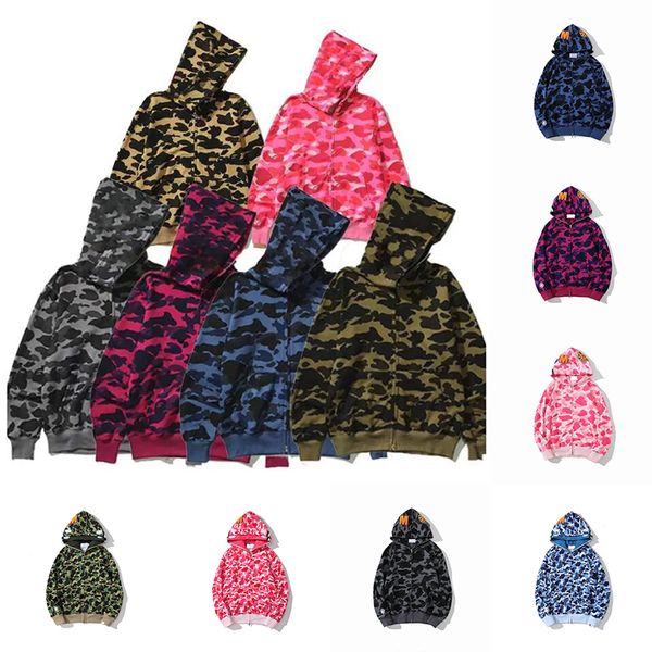 

shark hoodies mens womens deisigners hoody sporty camouflage pattern hoodies jacket man high1 quality casual sweatshirts, Black