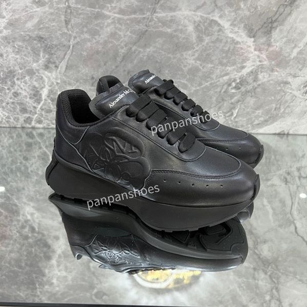 

2023 fashion sneakers dress shoes women mens shoes studded shoe genuine leather trainers, Black