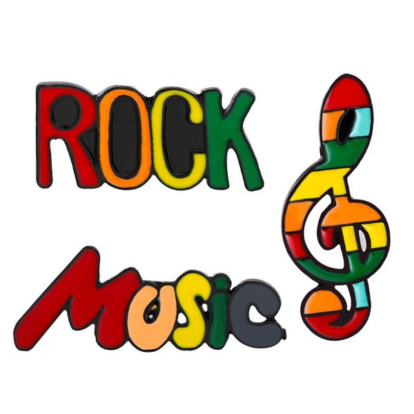 

music series guitar model clothes brooches new alloy letter note lapel pins cartoon enamel ornaments, Gray