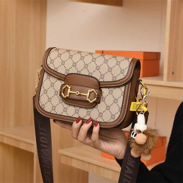 

2023 bags outlet online sale women's new fashion print small square versatile saddle one shoulder crossbody bag