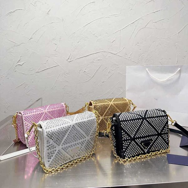 

shoulder bags luxury bead rhinestone shiny diamond handbags hobos beading bling beads purses triangle glittering for party 230207