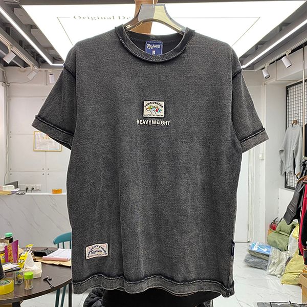 

black tee oversized t-shirt vintage round neck printed polar style summer wear street pure cotton, Black;brown
