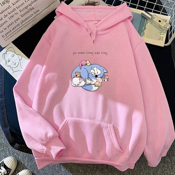 

womens hoodies sweatshirts kpop stray kids hoodies cute kpop women kawaii streetwear harajuku winter cartoon sweatshirts graphic pullovers c, Black