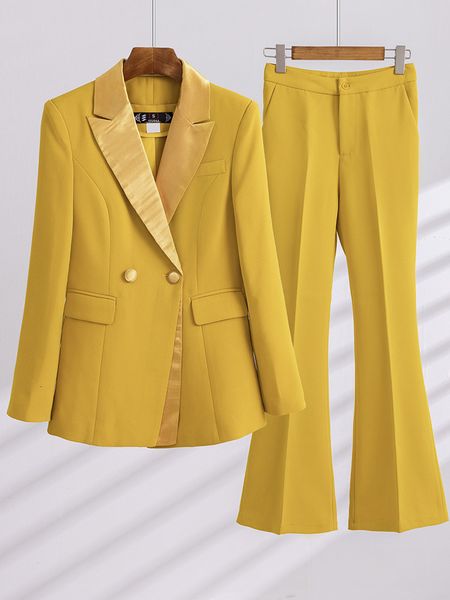 

womens two piece pants fashion autumn winter women pant suit formal office ladies business work wear 2 set female long sleeve blazer and tro, White