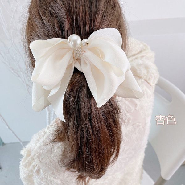 

children accessories large hair bows for women big bow clip girl scarf french barrette with pearl long tail hair slides scrunchies 20pcs/, Slivery;white