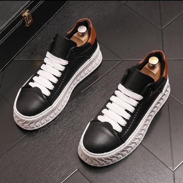 

new luxury designer shoes white low causal loafers flat platform prom shoes moccasins rock punk board for male d2a5, Black