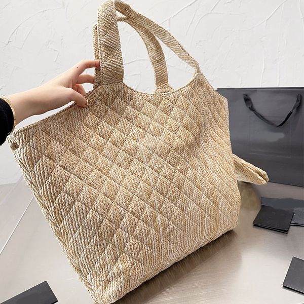 

linen beach totes bag quilted shopping bag women handbags oversize metal letter underarm shoulder bag hasp hardware classical lady purse lar