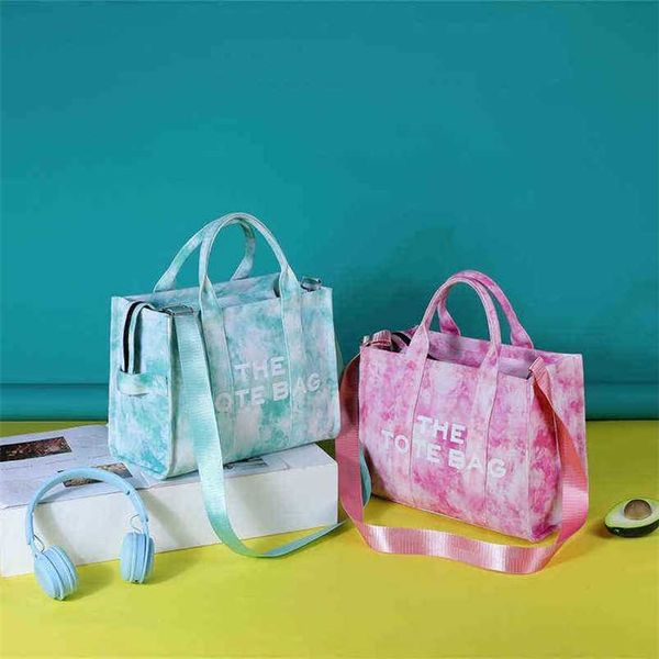 

2023 bags clearance outlets women shoulder canvas gradient tote letter printed casual ladies crossbody bag large shopper handbag brand desig