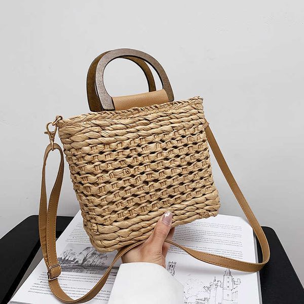 

stuff sacks and cross-body women's straw shoulder 2023 new fashion leisure woven beach handbag