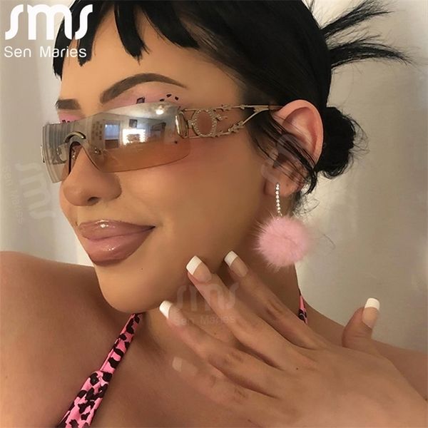 

sunglasses luxury steampunk rimless sunglasses women men y2k sun glasses 2000s brand designer eyeglasses lady de sol 230206, White;black