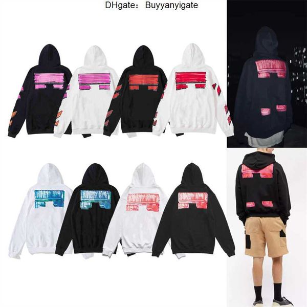 

fashion luxury men's sweatshirts brand offs hoodies pullover women o-neck sweater men arrow cross letter classic print black white 3v9
