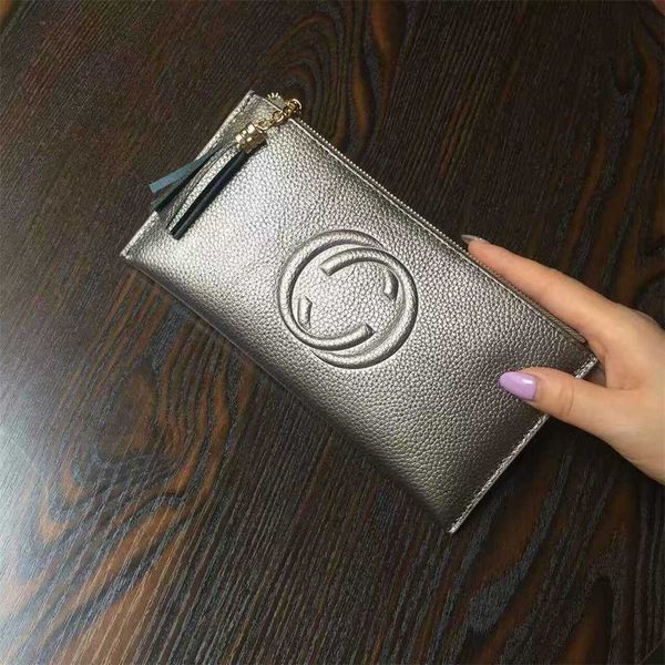 

79% off bags outlet store simple ultra-thin wallet tassel women's long zipper soft cowhide handbag leather clip new style, Red;black