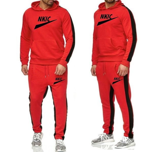 

Men's Tracksuit Jogger Casual fashion Sweatershirts pants Brand LOGO Print Pullover Brand Men's 2piece set, Red