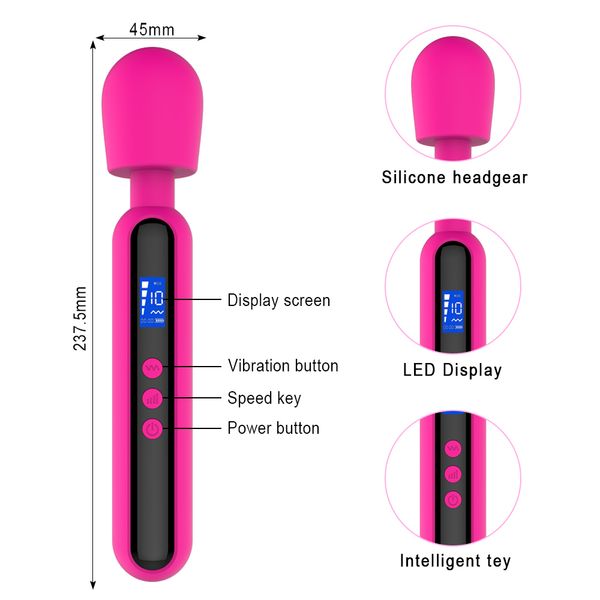 

womens g-strings big massage stick led display timing av vibrator 10 frequency vibrate 4 speeds female masturbator massag string stylish air, Black;white
