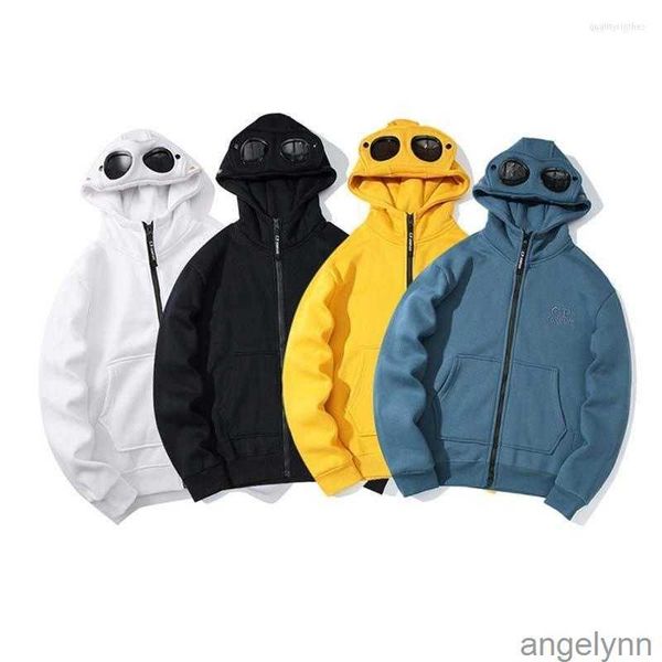 

sweatshirts men's hoodies streetwear hip hop men round lens cp sweatshirt pullover pure cotton hooded fleece warm harajuku oversized ho, Black