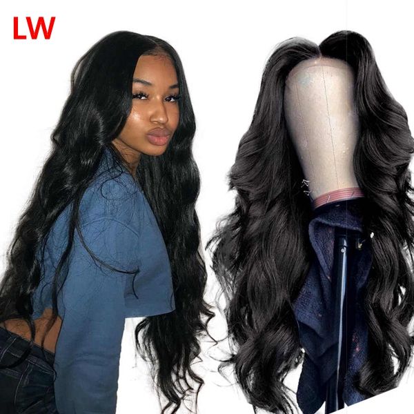 

13x4 virgin hair transparent lace front wig loose wave 150% density, Black;brown