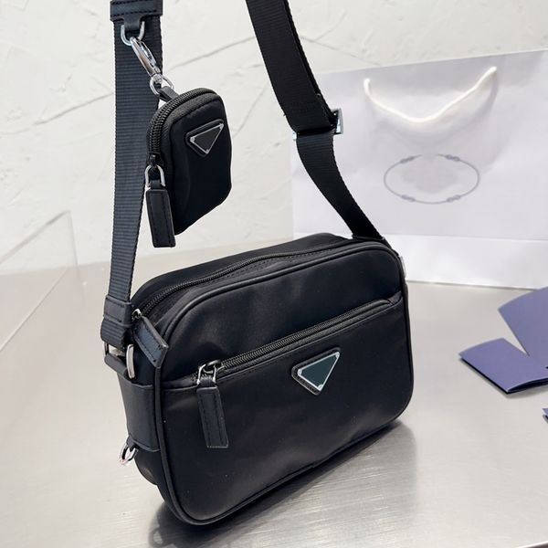 

nylon camera bag crossbody bags man women shoulder handbags purse silver hardware zipper closure removable coin purse adjustable webbing let