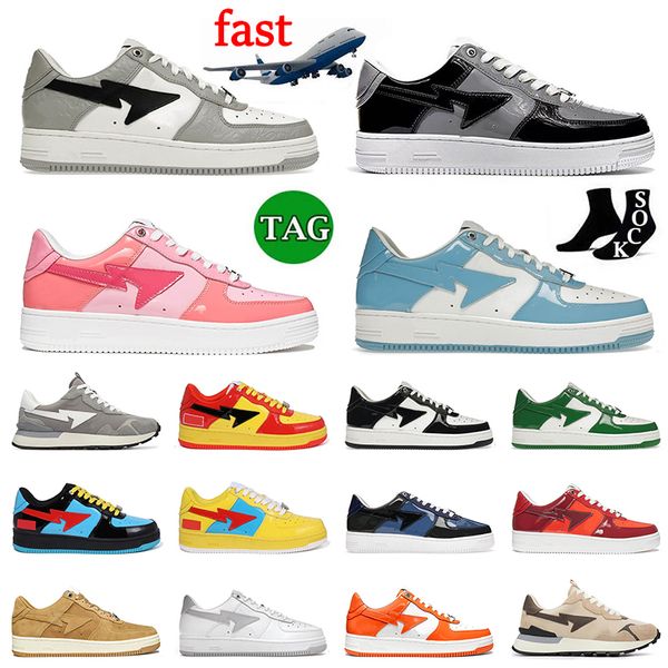 

classic sk8 designer running shoes sta men women sneakers color camo combo black grey pink blue white green patent beige orange pastel train, White;red